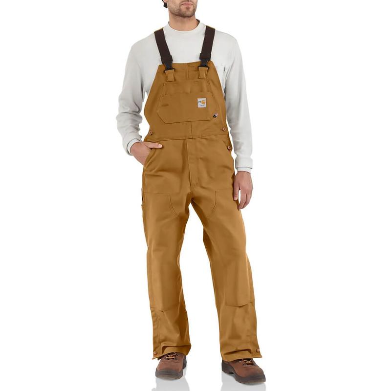 Carhartt Men's Flame-Resistant Unlined Duck Bib Overall Factory Second Carhartt Brown