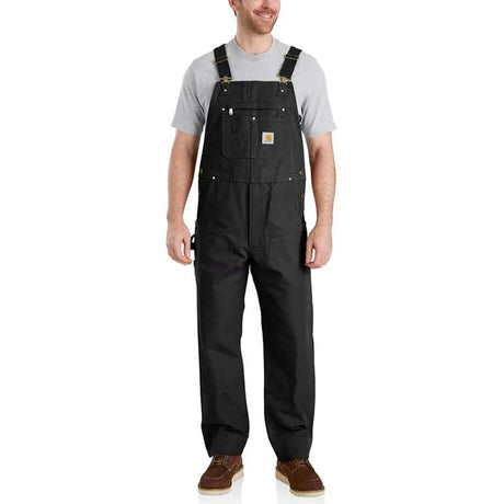 Carhartt Men's Relaxed Fit Duck Unlined Bib Overall Factory Second Black