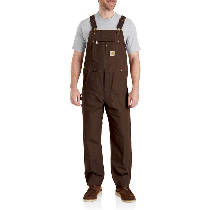 Carhartt Men's Relaxed Fit Duck Unlined Bib Overall Factory Second Dark Brown