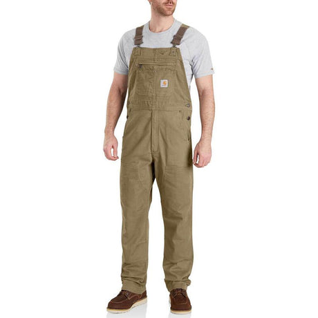 Carhartt Men's Rugged Flex® Relaxed Fit Unlined Canvas Bib Overall Factory Second Dark Khaki