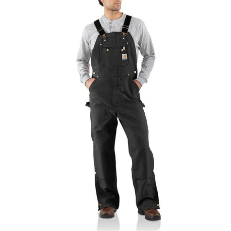 Carhartt Men's Loose Fit Firm Duck Unlined Bib Overall Factory Second Black